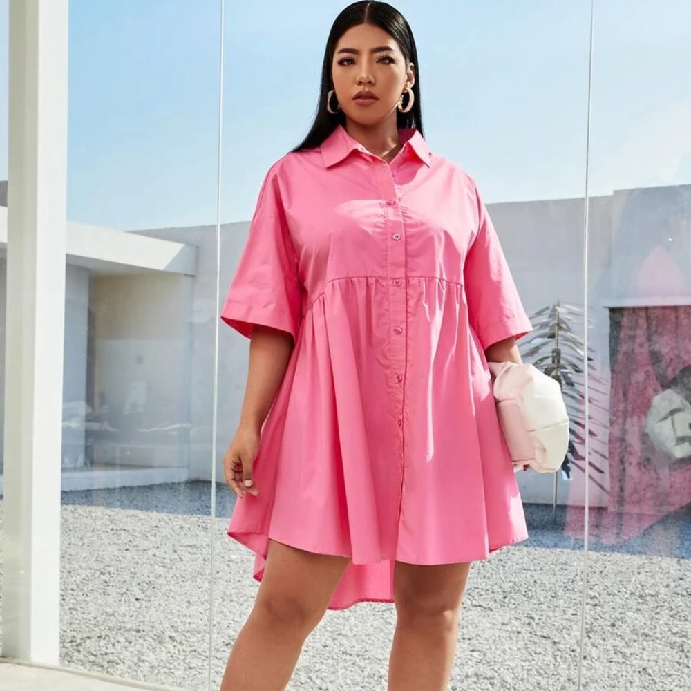 NEW! Too Cute Pink hi lo dress 1X